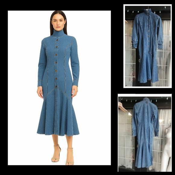 VERY RARE VINTAGE 70’s WESTERN JEAN DRESS - Picture 1 of 16